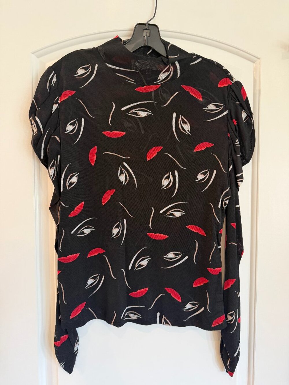 Diane Von Furstenberg ‘New Remy’ top: Black with "Floating Face" print